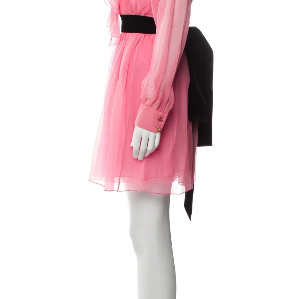 Gucci Pink Silk Chiffon Ruffle Mini Dress Sz 38